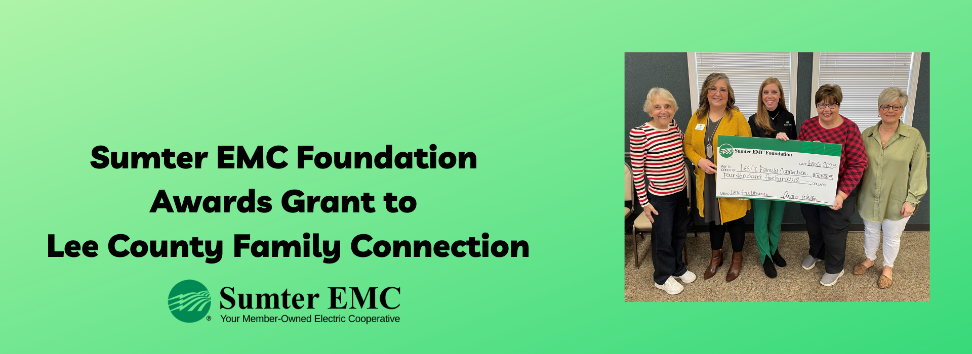 Sumter EMC Foundation Awards Grant to Lee County Family Connection